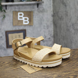 Bearpaw Orion Platform Slingback Sandals 1009137111 Natural Brown 10M