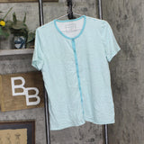 Charter Club Womens Cotton Printed Pajama Sleep Shirt Striped Green S