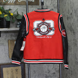 Ring of Fire Boys Snap Front West Coast California Varsity Jacket Red / Black L