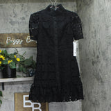 Aqua Womens Floral Lace Mock Neck Mini Dress IDM11073 Black S
