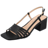 Journee Collection Strappy Slingback Block Heel Sandals SHAYANA Black 7.5