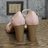 Breckelles Womens Vintage Strappy Block Heels 1674165efe0315 Pink 6M