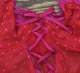 INC International Concepts Womens Floral Mesh Thong Bodysuit Crimson Leaf Red L