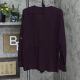Calvin Klein Womens Roll Sleeve Blouse w/Tie Waist M2FA8652 Aubergine Purple XS