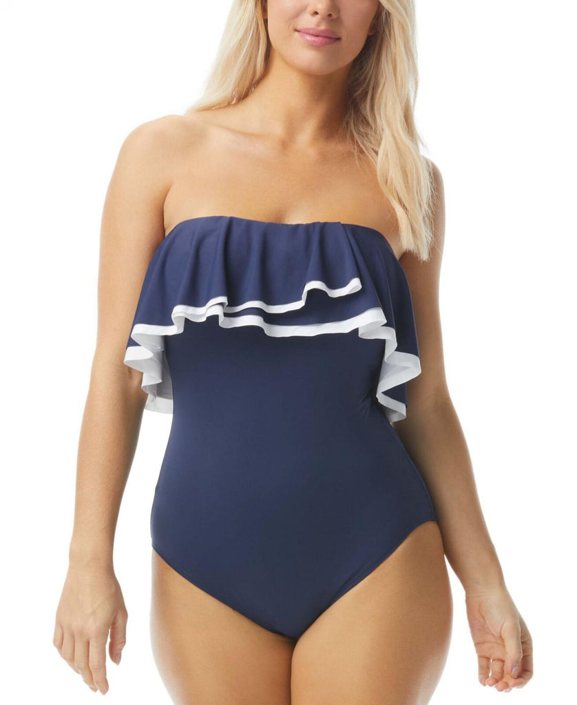 Coco Reef Contours Ruffled Strapless Tummy-Control One-Piece