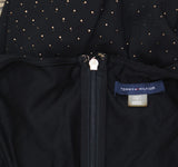 Tommy Hilfiger Womens Long Sleeve Sheer-Sleeve Surplice Dress Black / Gold 12