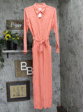 Guess Womens Button Up Neva Utility Jumpsuit W2GA25WDX72 Salmon Pink S