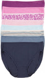 Felina Womens 7 Pack Cotton Modal Stretch Hi-Cut Brief Lavender Fields Purple XL
