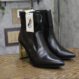 A New Day Womens Sienna Low Shaft Heeled Boots 94637418 Black / Gold 9M