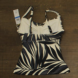 Anne Cole Chic Draped Front Underwire Swim Tankini Top Black / White 32DD / 34D