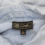 DG2 Womens Ruffled-Hem Classic Stretch Denim Jacket 688254 Chambray Blue L