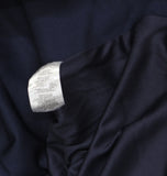 Xscape 3/4 Sleeve V-Neck Side Ruched Pleated Ruffled Gown Dress Midnight Blue 8
