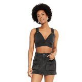 Wild Fable Womens Cropped Denim Vest 89452627 Black Wash M