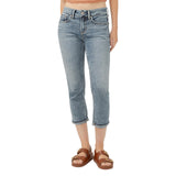 Silver Jeans Co. Mid Rise Curvy Fit Capri Jeans Luxe Stretch Indigo Blue 25x23