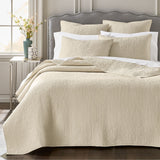 Sky Pickstitch 3-Piece Cotton Coverlet Set 100138173FQ Khaki Brown Full / Queen