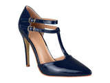 Journee Collection Womens T-Strap Tru Pump Stiletto Heels TRU Navy Blue 7.5M