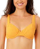 Salt + Cove Wavy-Scrunch Scoop-Neck Bikini Swim Top Tangerine Zing Orange XS