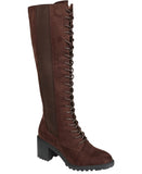 Journee Collection Womens Jenicca Lace-up Boots Faux Suede Lace Up Brown 8M
