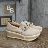 Mad Love Womens Maryanne Platform Loafers with Memory Foam Insole Taupe Brown 8M