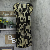 Donna Karan Womens Printed Velvet Extended Shoulder Burnout Dress Black 6