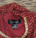 Jessica Howard Womens Petite Tweed Embellished Shift Dress Red / Gold 12P