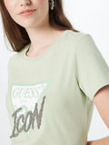 Guess womens Short Sleeve Icon Tee Shirt W2YI26I3Z11 Lost in Thyme Green XS