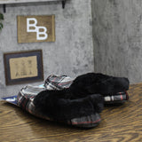 Isotoner Womens Plaid Valerie Bootie Slipper 8252 Ash Black Multi L (8-9)