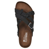 White Mountain Womens Harrington Footbed Sandal Strappy Black / Nubuk 9M