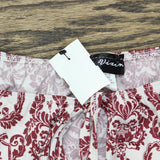 Star Vixen Cold Shoulder Tie Neck Keyhole Peasant Top Blouse Burgundy 2XL