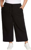 Jessica Simpson Women's Gauzy 100% Cotton Pull On Cropped Ankle Pants Black S