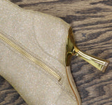 Michael Michael Kors Chain-Mesh Pointed-Toe Dress Booties Brown / Gold 5M