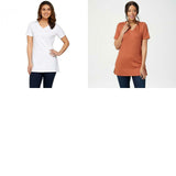 Isaac Mizrahi Live! Women's Essentials V-Neck Tunic Top with Side Slits