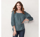 Lc Lauren Conrad Women's Squareneck Volume-Sleeve Top WL11W015RN2