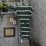 Cupshe Womens Striped Short Sleeve Jersey Swim Cover Up Dress Green M