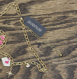 Avenue Womens Fashion Western Cowgirl Charm Necklace Gold / Pink Multi 18" + 3"