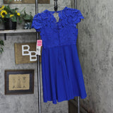 Rare Editions Girls Lace and Scuba Crepe Dress F456465 Royal Blue 14