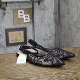 A New Day London Lace Slingback Bow Flats 94303526 Black 8.5M