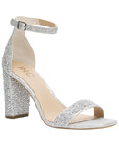 INC International Concepts Two-Piece Sandal Block Heel Silver Crystal Gray 9M