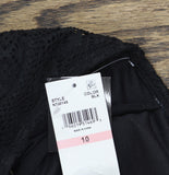 Island Escape Crochet Underwire Tankini Swim Top N760149 Black 10