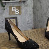 INC International Concepts Rhinestone Zitah Evening Pumps Black Bling 12M
