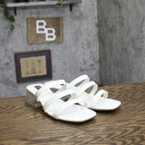 Jones New York Strappy Block Heel Slide Sandal Open Toe JNY-UNIKA White 8M