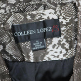 Colleen Lopez Faux Leather Motorcycle Moto Jacket Brown Snake Print 1X