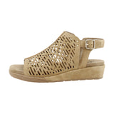 JBU By Jambu Womens Tessa Shooties Round Toe Wedge Sandals Tan Shimmer Brown 8M