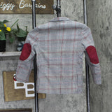 Elie Balleh Big Boys Slim Fit Blazer Suit Jacket Coat Cayenne Gray Plaid 6