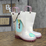 Western Chief Toddler Girls Viola Light-Up Glitter Rain Boots White / Purple 7T
