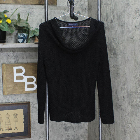 Jones New York Womens Signature Cowl Neck Knit Shiny Lightweight Sweater Black L