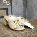 A New Day Womens Arden Raffia Ornamented Block Heels Sandal 93320202 Brown 6M