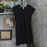 24Seven Comfort Apparel Womens Plus Size Crepe Keyhole Cap Sleeve Dress Black 1X