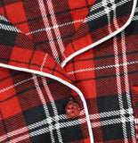 Casual Nights Cotton Long Sleeve Button Down Pajama Set Red Black Plaid L