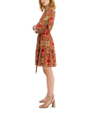 Inc International Concepts Printed Blouson-Sleeve Dress Arabesque Combo Orange 2